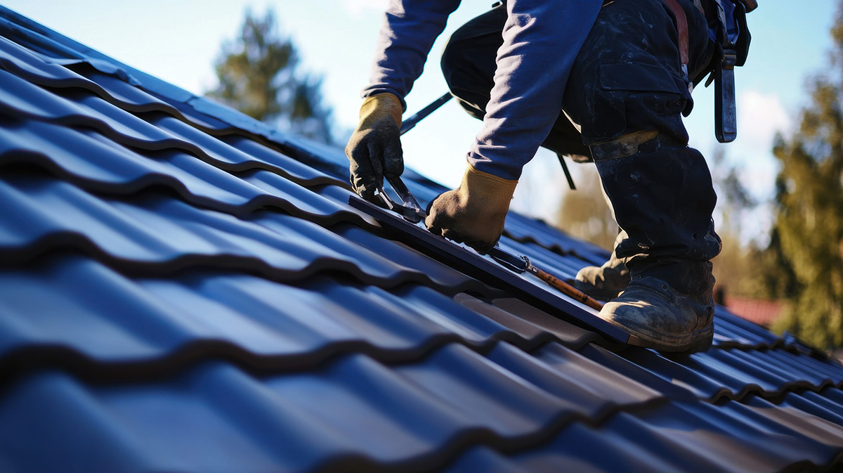 Roofer carrying out tile replacement on a roof in Wimbledon
